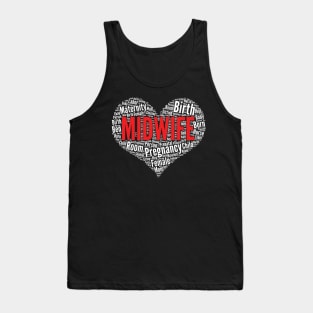 Midwife Heart Shape Word Cloud Design product Tank Top